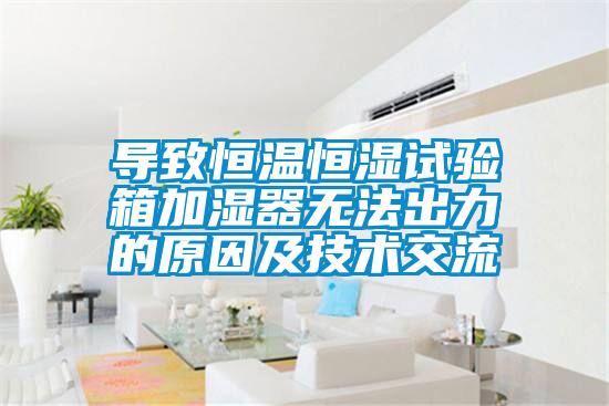 導致恒溫恒濕試驗箱加濕器無法出力的原因及技術(shù)交流